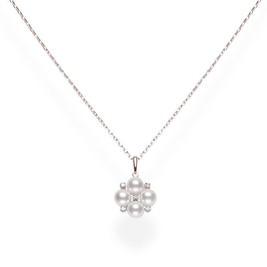 Akoya Cultured Pearl Pendant with Diamonds in Rose Gold