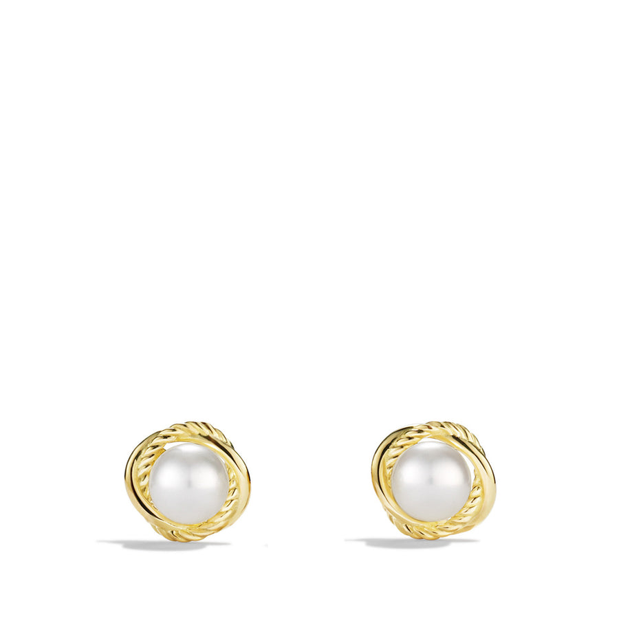 Infinity Earrings with Pearls in Gold