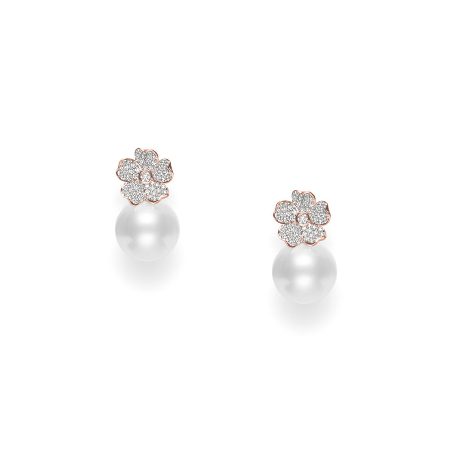 White South Sea Pearl Cherry Blossom Earrings