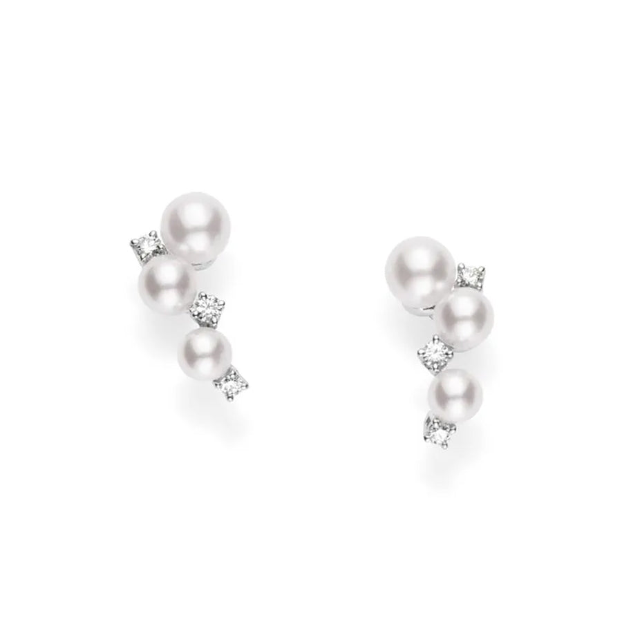 Akoya Cultured Pearl and Diamond Bubbles Earrings