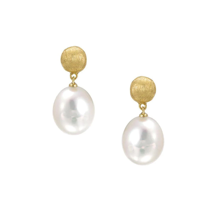 Africa 18K Yellow Gold Pearl Drop Earrings