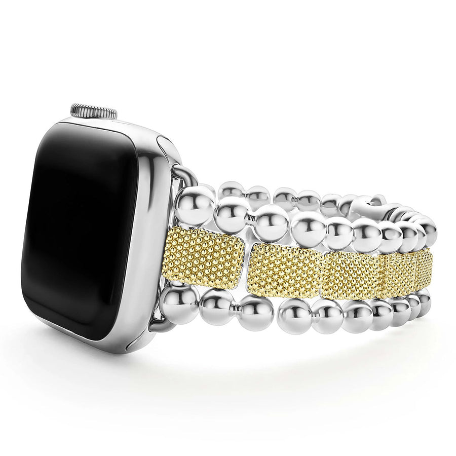 18K Gold and Sterling Silver Caviar Beaded Watch Bracelet - 38-45mm