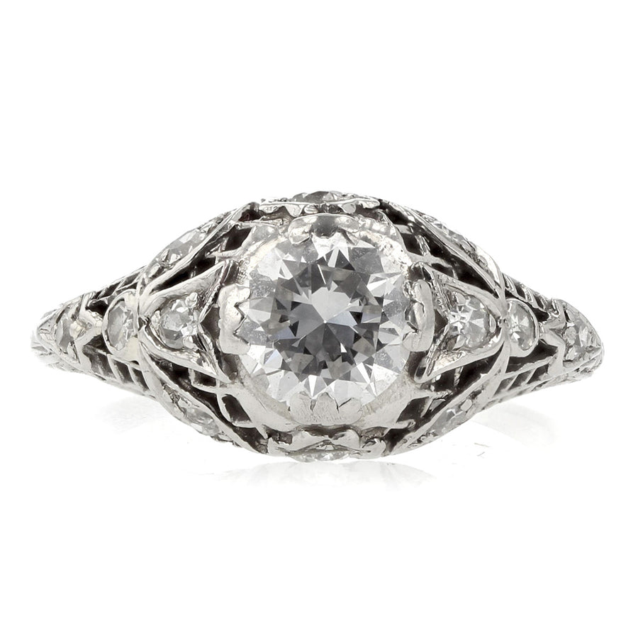 Art Deco 0.90 Carat Diamond Engagement Ring