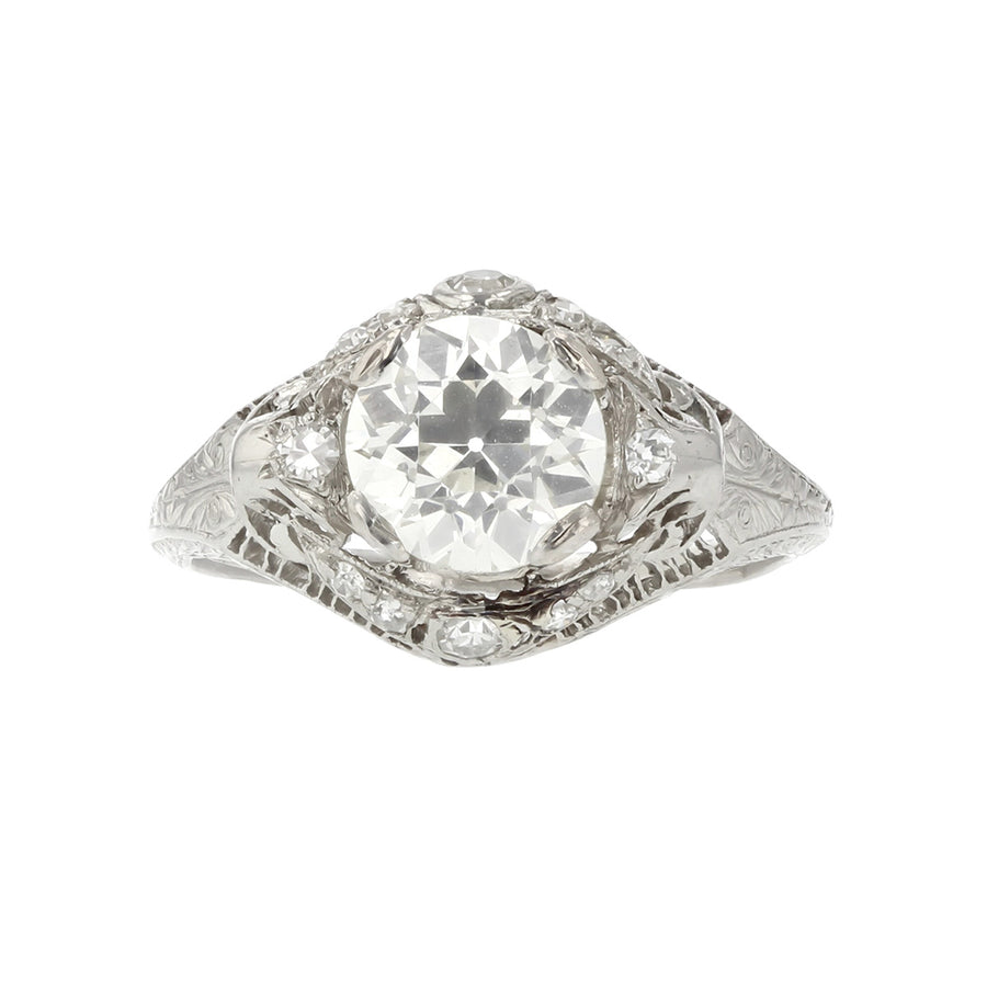 Edwardian Platinum Diamond Filigree Engagement Ring