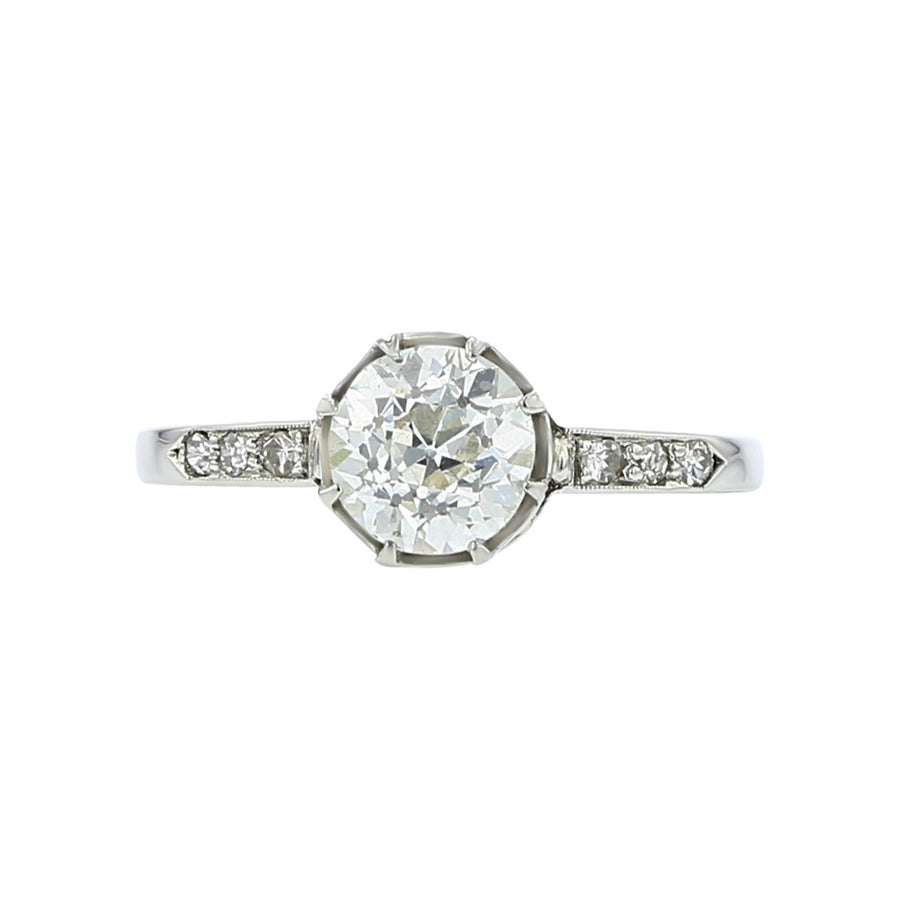 Art Deco European-Cut Diamond Engagement Ring