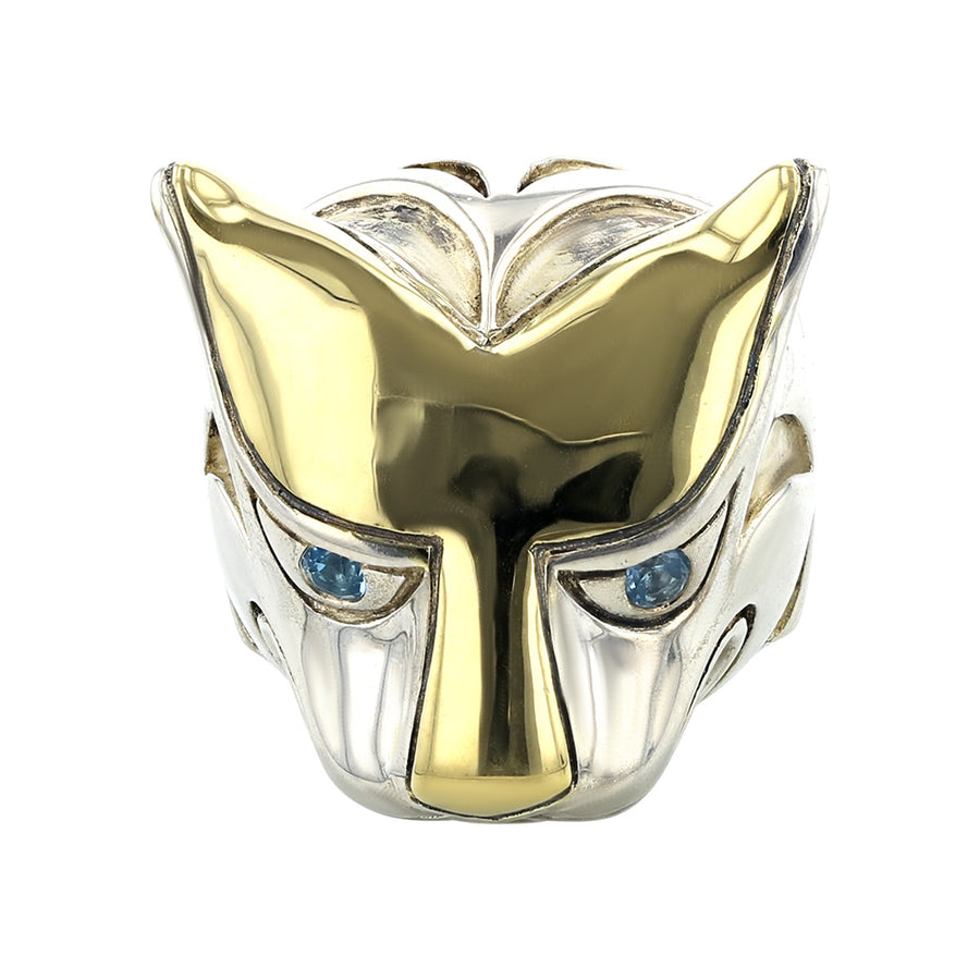 John Hardy Sterling Silver and 18K Blue Topaz Macan Tiger Ring