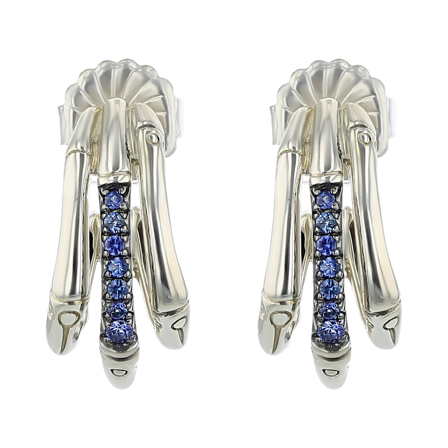 John Hardy Black Sapphire Bamboo Hoop Earrings