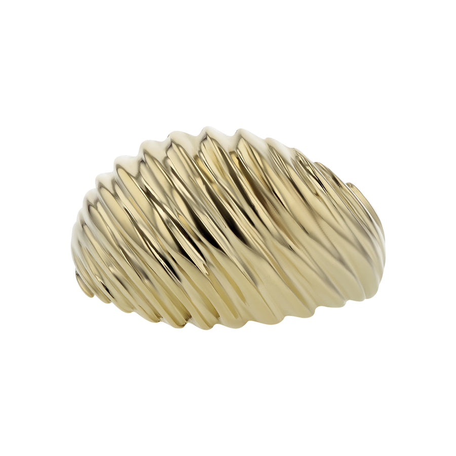 14K Yellow Gold Dome Shrimp Style Ring