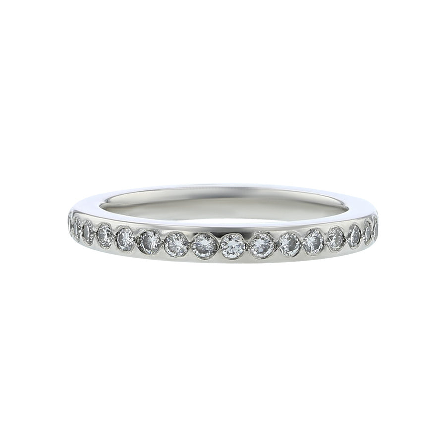 Palladium Bezel-Set Diamond Wedding Band