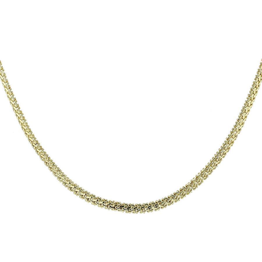 14K Yellow Gold Domed Basket Weave 16-Inch Chain