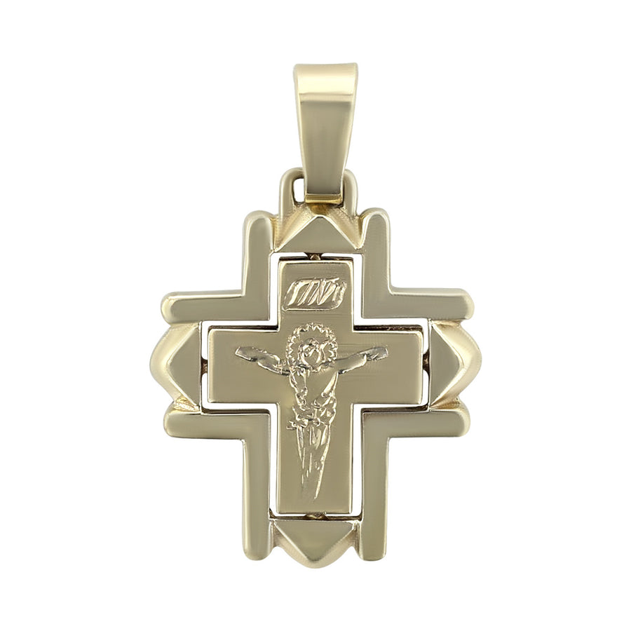 14K Yellow Gold Framed Cross Pendant