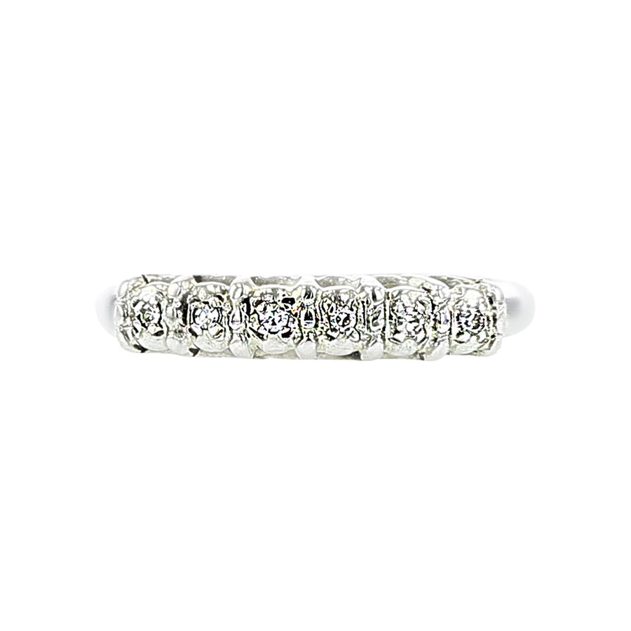 14K White Gold 5-Stone Diamond Wedding Band