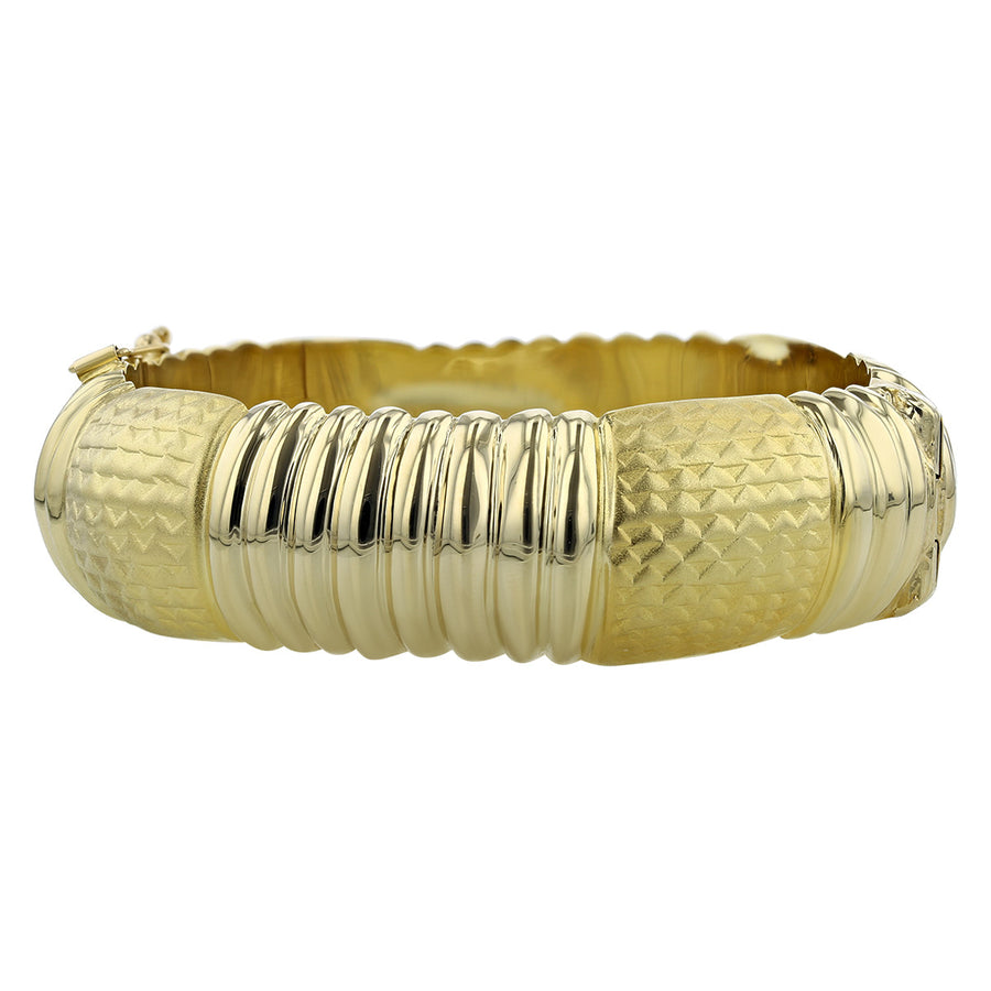 14K Yellow Gold Wide Bangle Bracelet