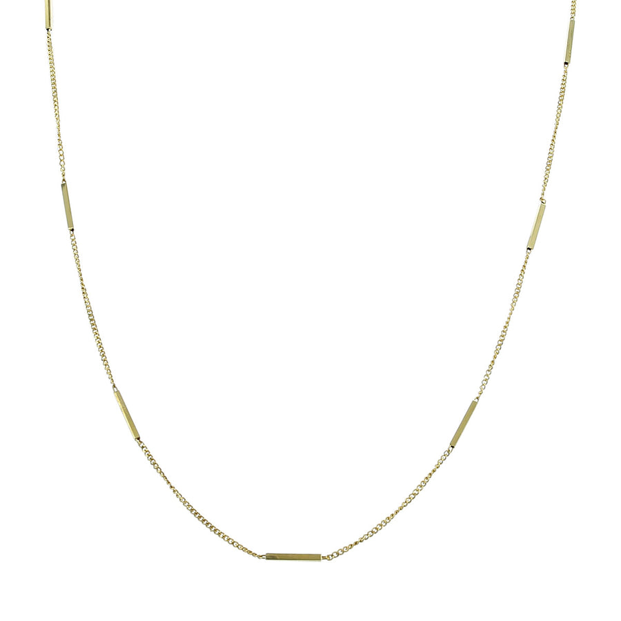 14K Yellow Gold 24-Inch Bar Station Necklace