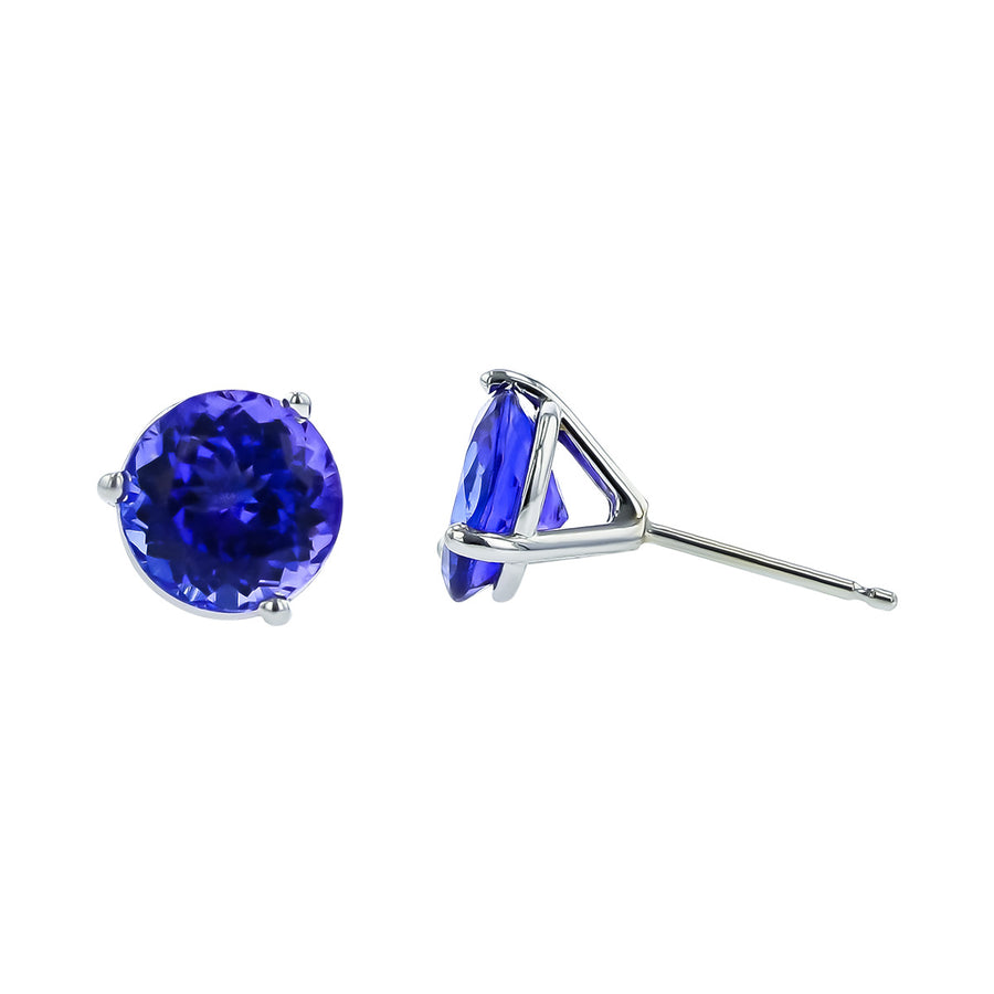 14K White Gold 4.28-Carat Tanzanite Stud Earrings
