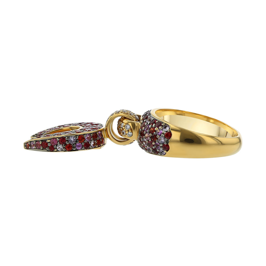 Multi-color Sapphire and Diamond Hinged Horseshoe Ring