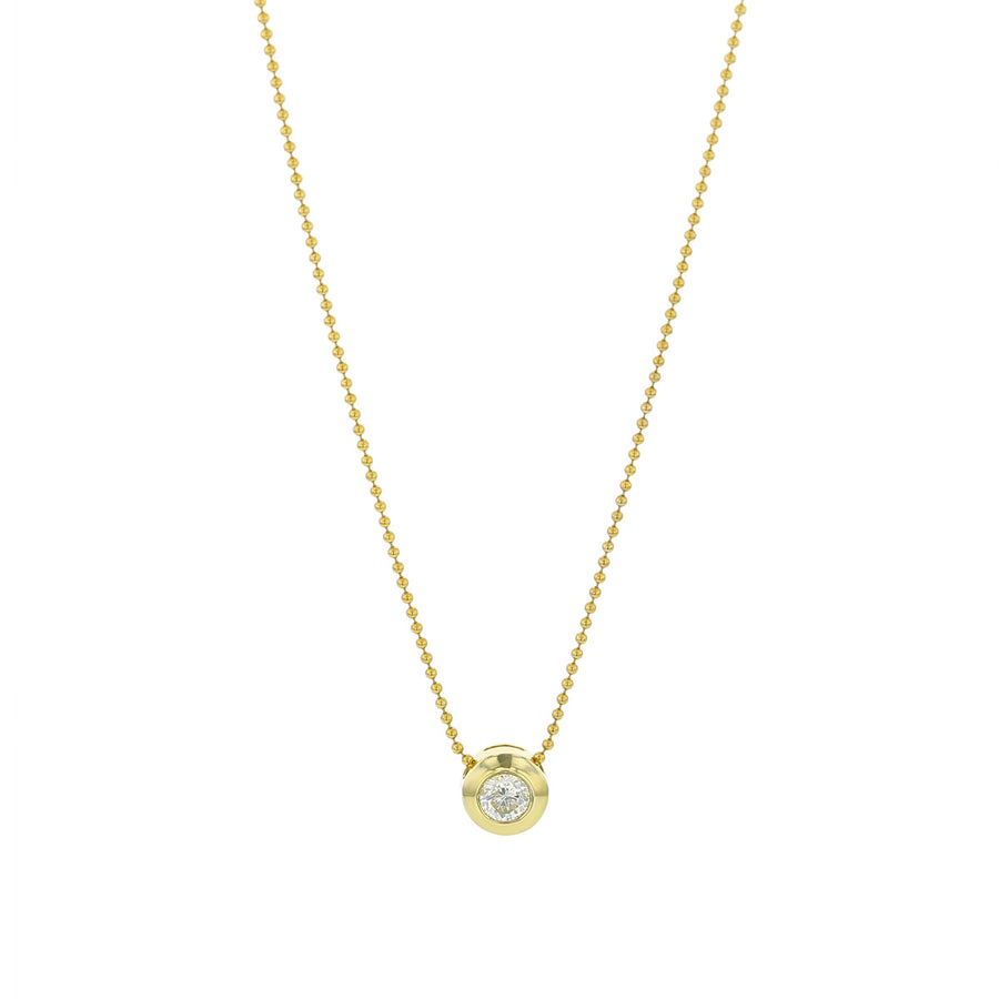 14K Gold Bezel-Set Diamond Pendant Necklace