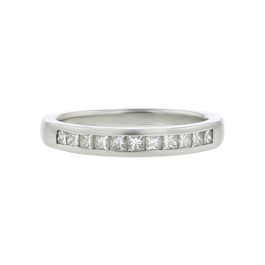 Platinum Channel-Set Princess-Cut Wedding Band