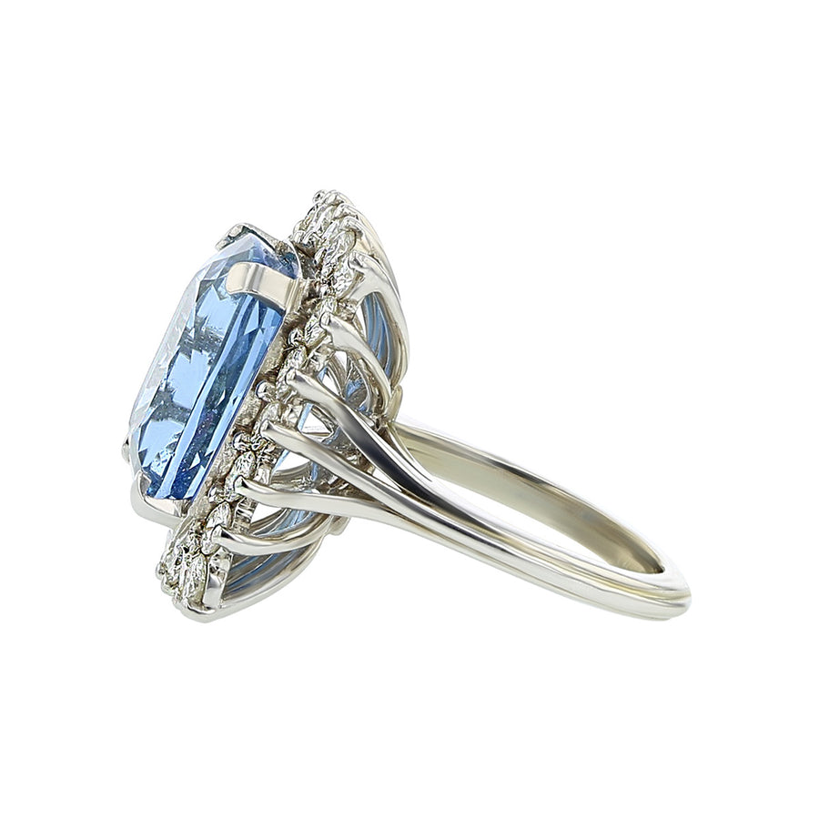 8.46-Carat Aquamarine and Diamond Halo Ring