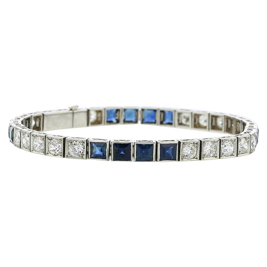 Art Deco Platinum Sapphire and Diamond Bracelet