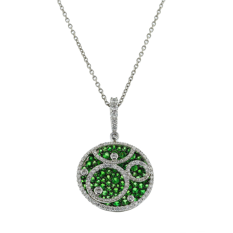 Salavetti Tsavorite and Diamond Pendant Necklace