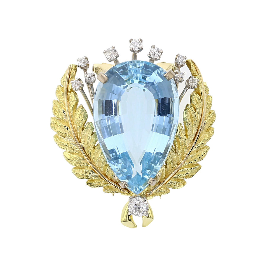 Mid-century Aquamarine and Diamond Enhancer