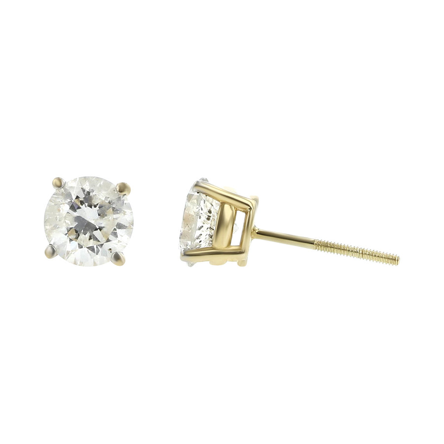 14K Yellow Gold Diamond Stud Earrings