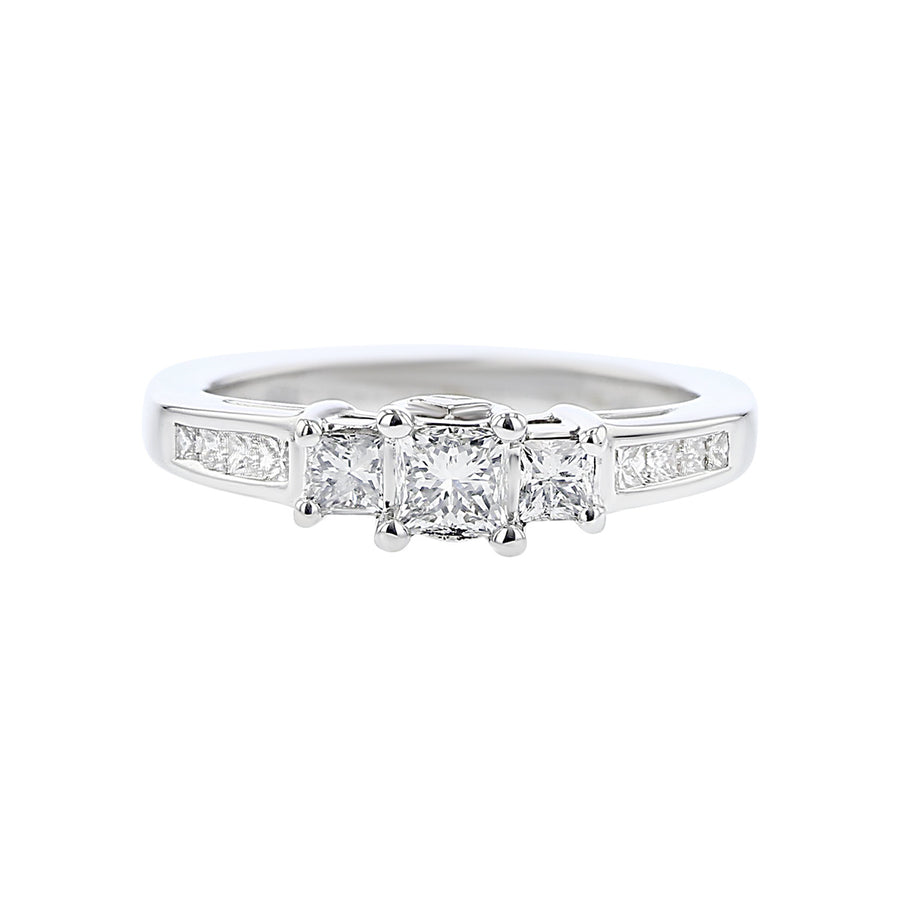 Princess-Cut Diamonds 3 Stone Engagement Ring