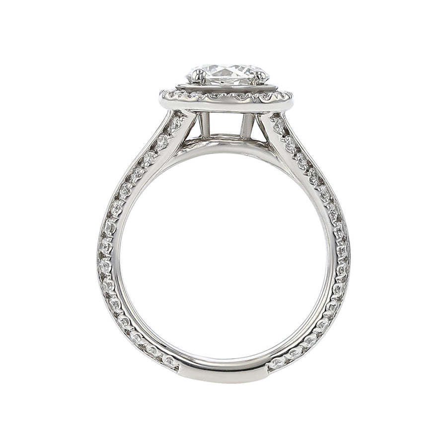 Platinum Fire and Ice Brilliant Diamond Halo Engagement Ring