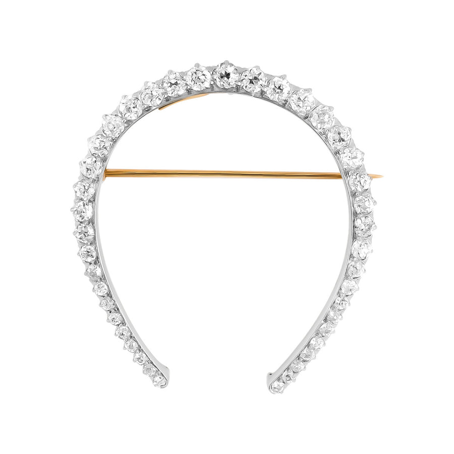 Victorian Platinum and 14K Diamond Horseshoe Pin