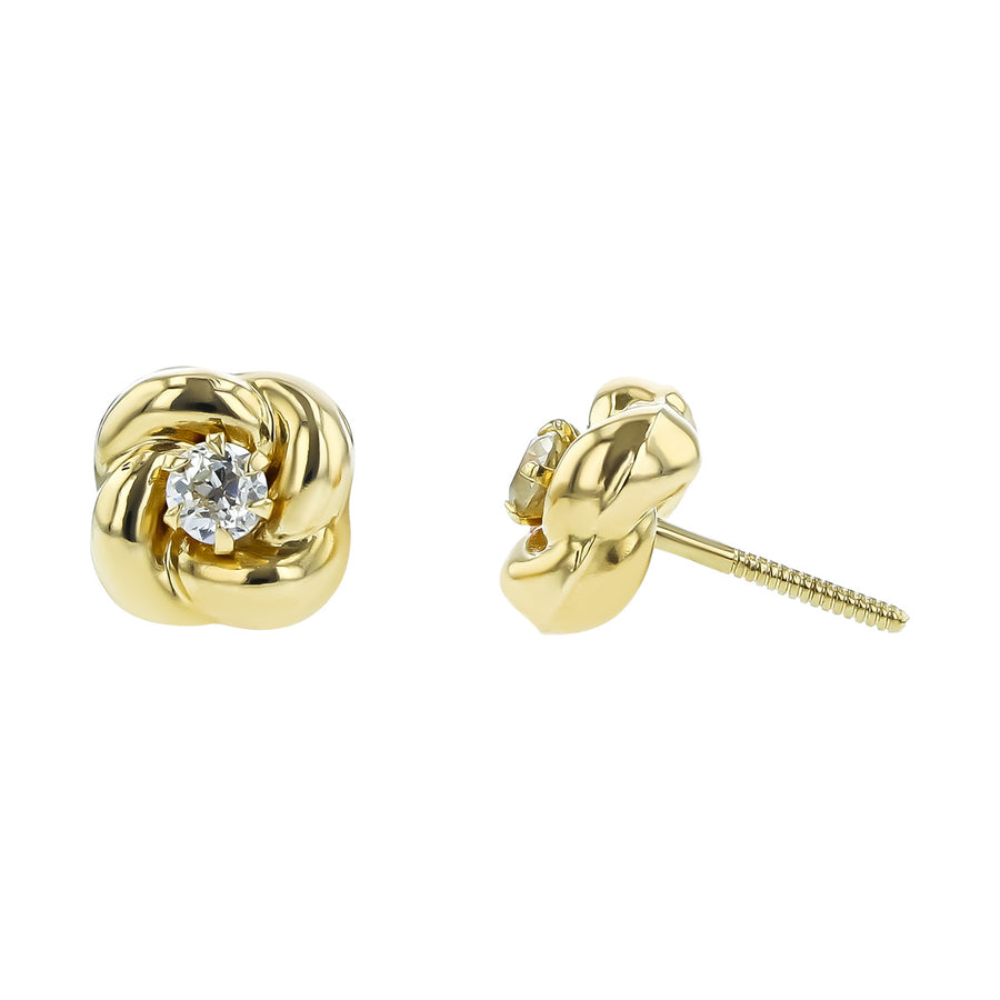 18K Gold Diamond Love Knot Earrings