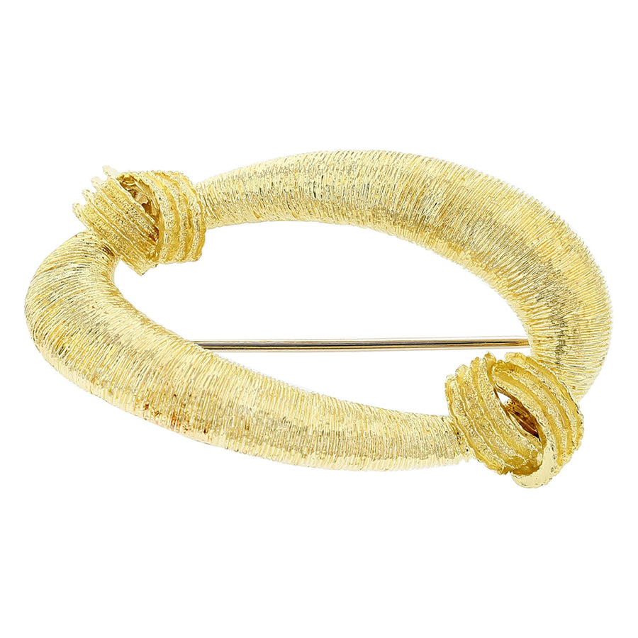 18K Yellow Gold Brushed Finish Twist Pin