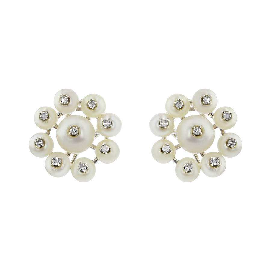 Akoya Cultured Pearl and Diamond Earrings