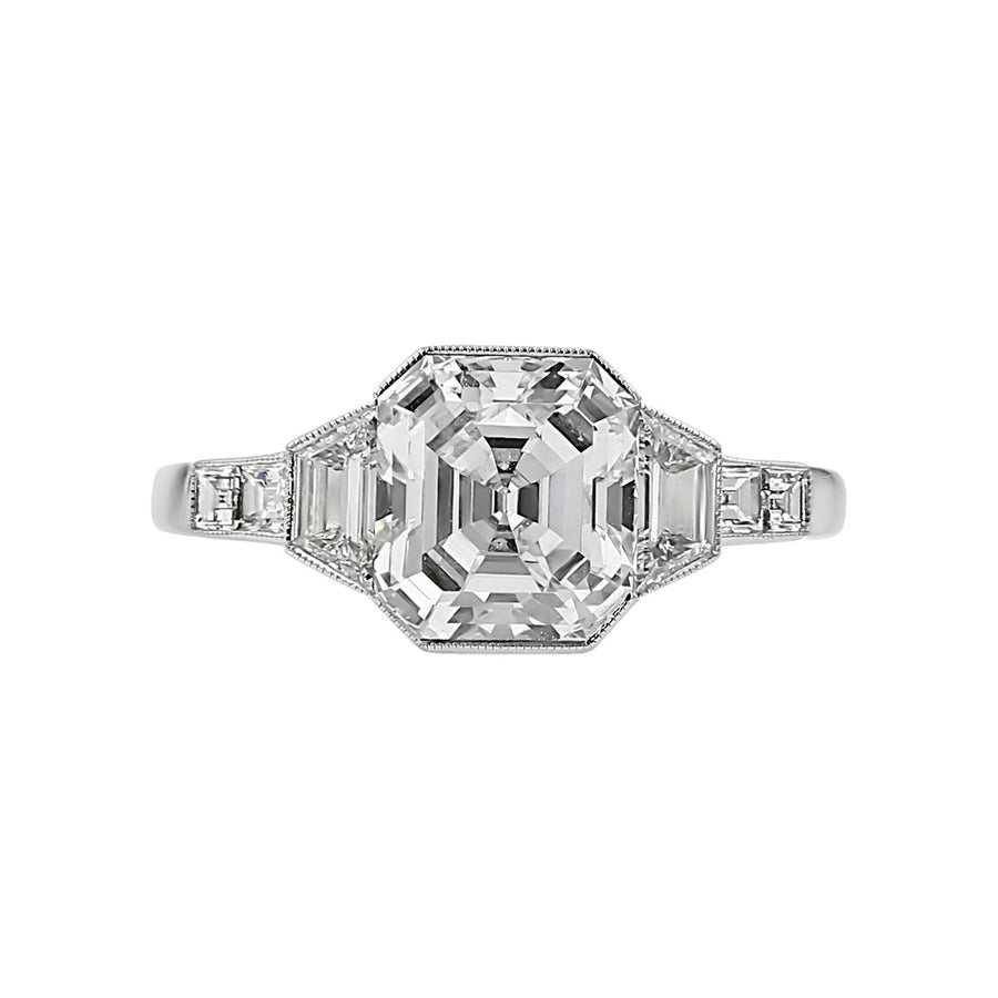 Platinum Asscher Diamond Engagement Ring
