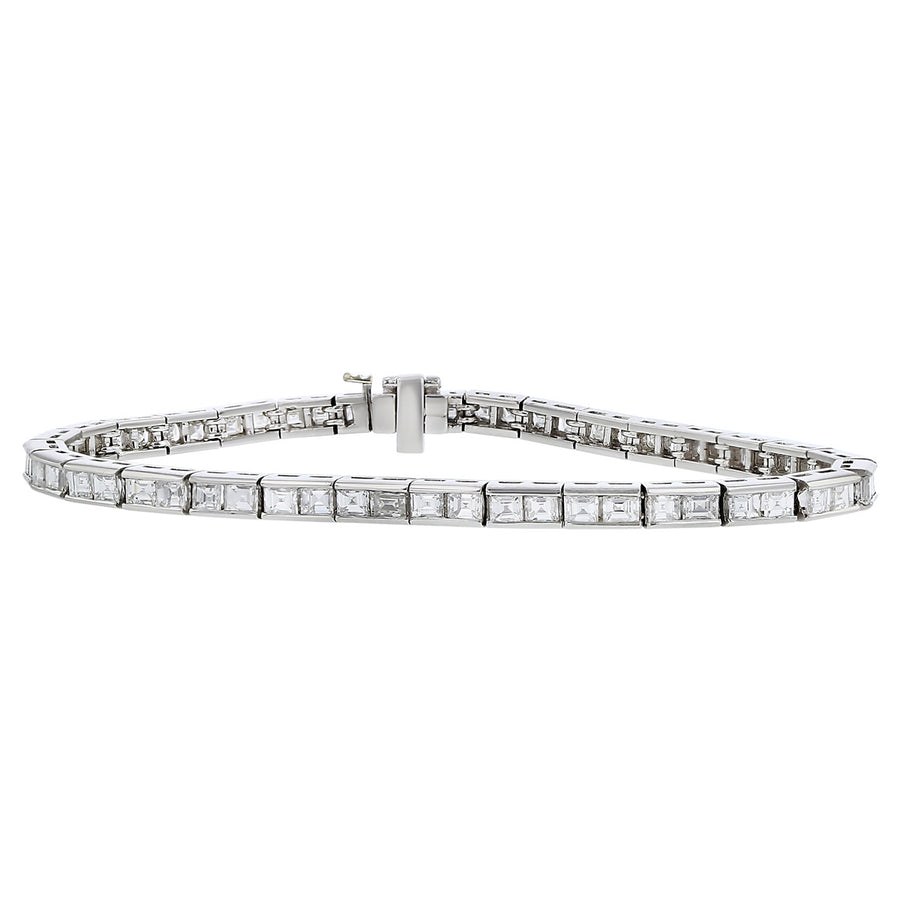 Mid-Century Platinum Emerald-cut Diamond Line Bracelet