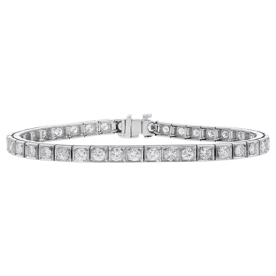 Mid-Century Platinum 7-Inch Diamond Line Bracelet