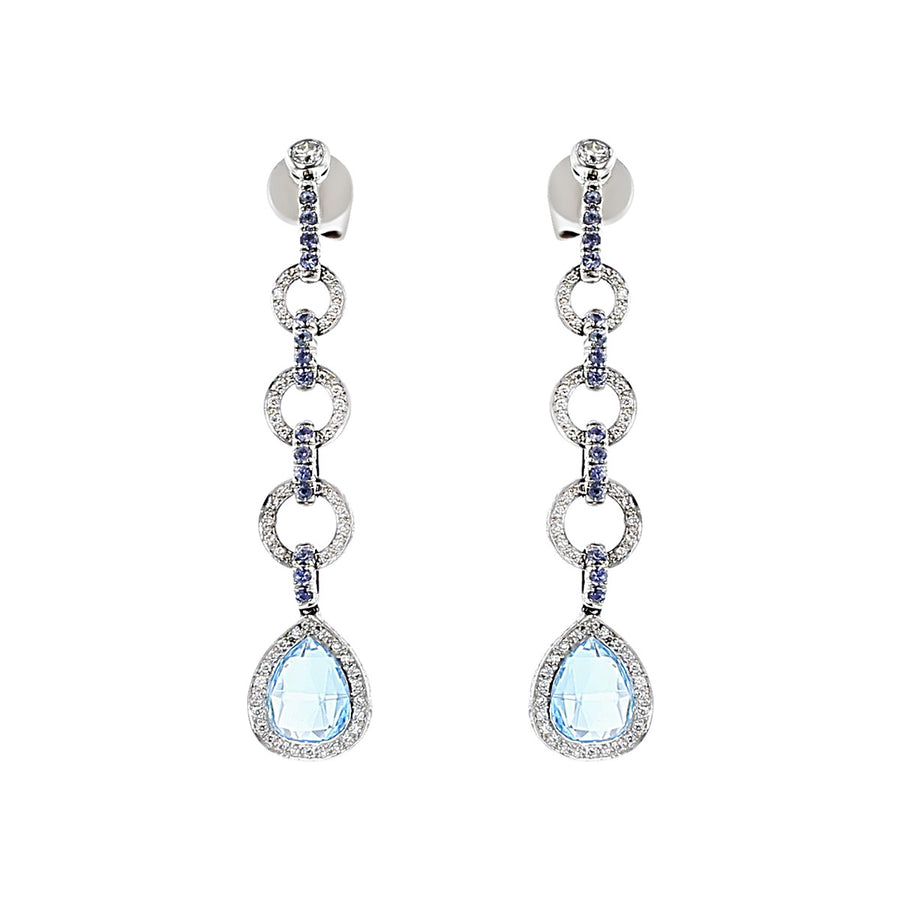 Laura Munder Topaz, Iolite and Diamond Drop Earrings