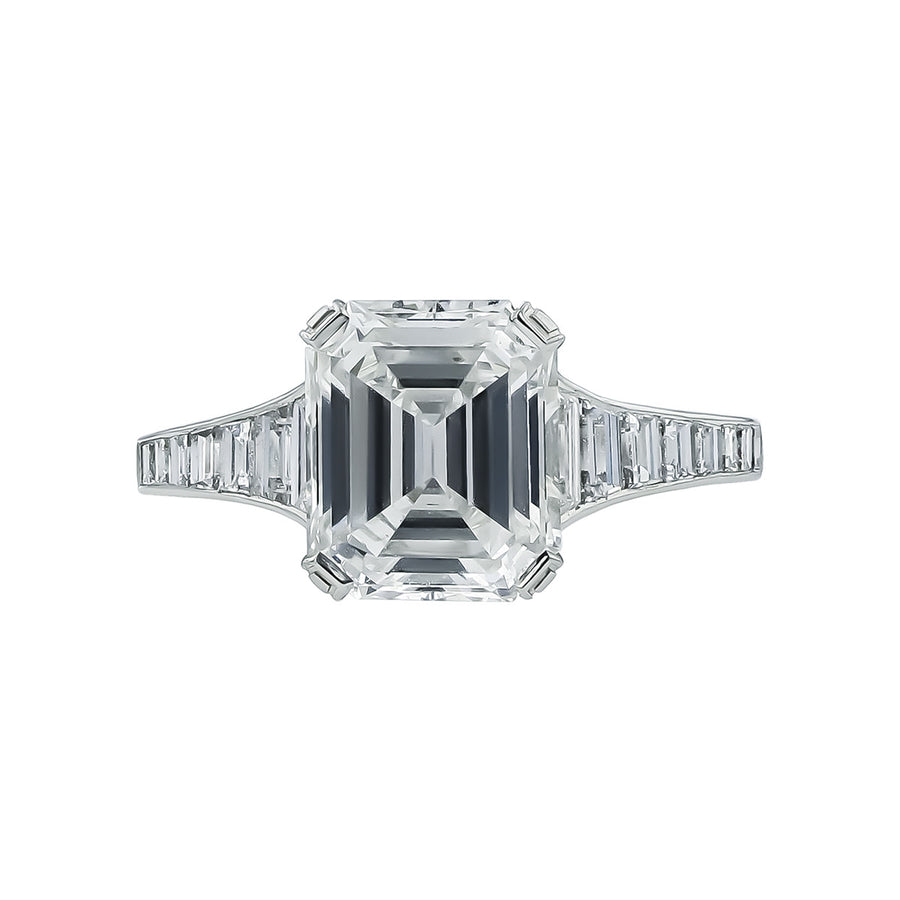 Platinum Emerald-Cut Diamond Engagement Ring
