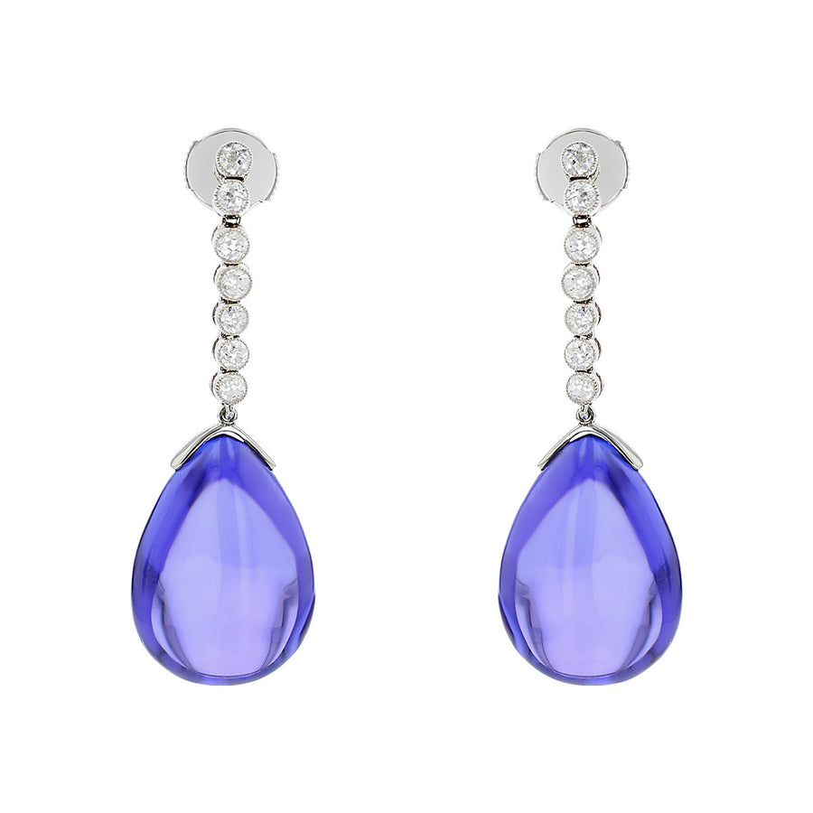 Platinum Tanzanite and Diamond Drop Earrings