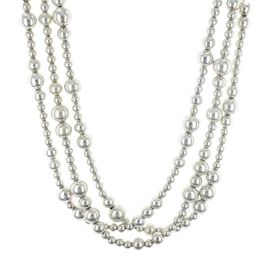17-Inch Sterling Silver Triple Strand Necklace
