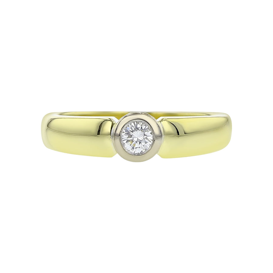 18K Yellow Gold Bezel Set Diamond Solitaire Ring