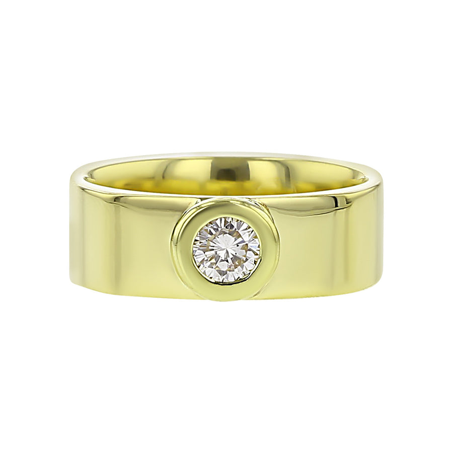 14K Yellow Gold Bezel Set Solitaire Diamond Ring