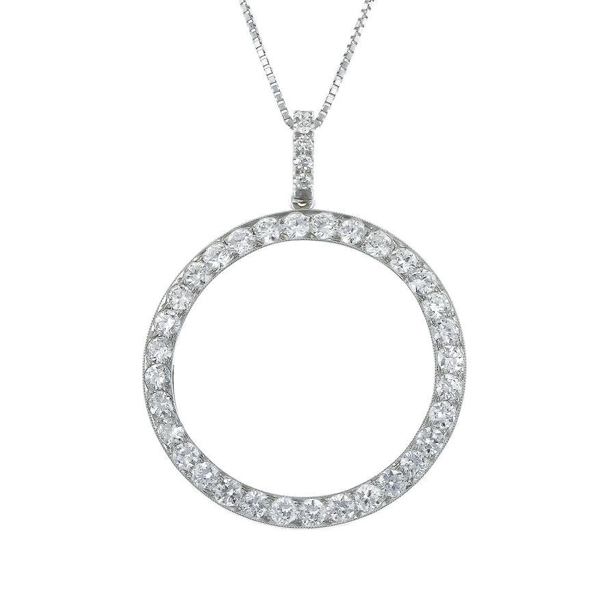 Platinum and 18K White Gold Diamond Circle Pendant