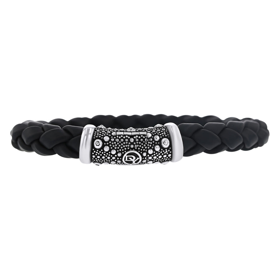 David Yurman Sterling Silver and Woven Leather Bracelet