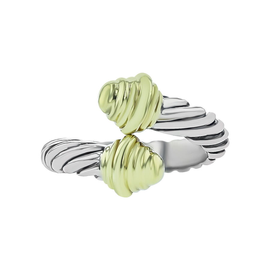 David Yurman Silver and Gold Cable Classic Ring