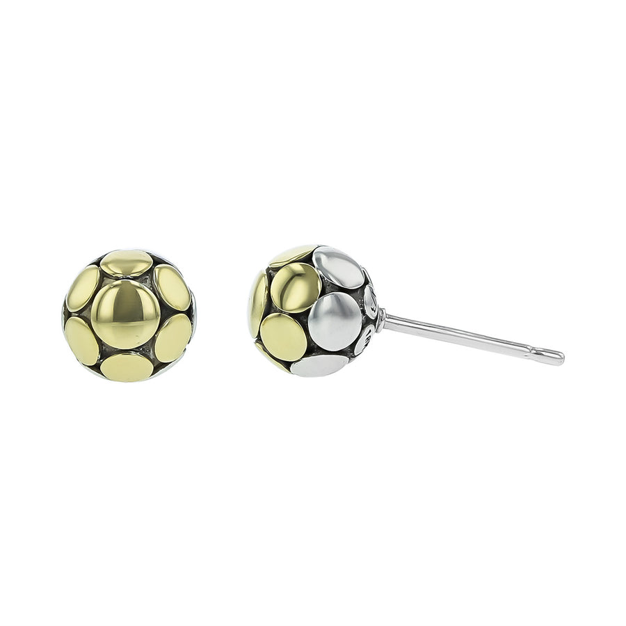 John Hardy Dot Ball Stud Earrings in 18K Yellow Gold and Sterling Silver