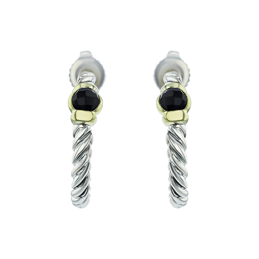 David Yurman Hoop Earrings with Black Onyx