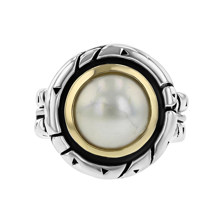 John Hardy Sterling Silver and 18K Yellow Gold Mabe Pearl Ring