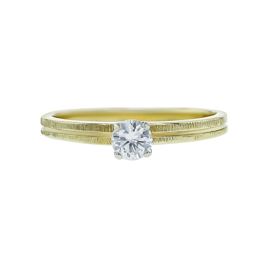 14K Yellow Gold Diamond Solitaire Engagement Ring