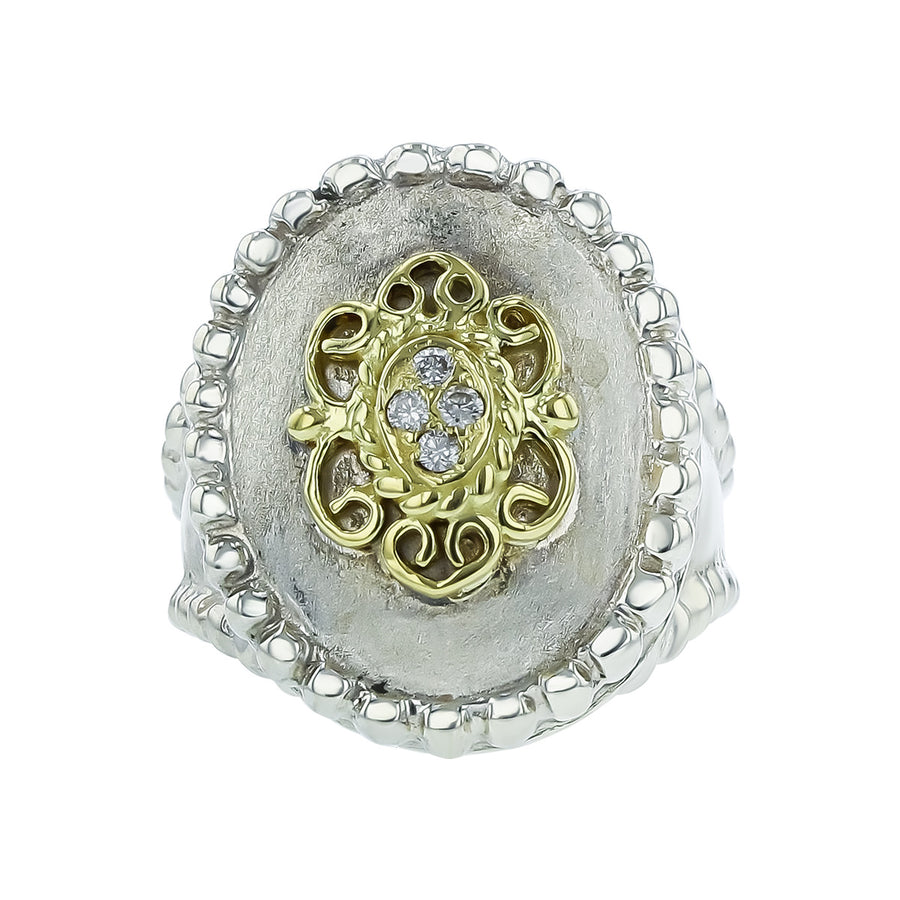 Slane Sterling Silver and 18K Gold Ring with Diamonds